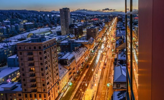city, street, lights, lighting, urban, road, buildings, colors, dusk, la chaux-de-fonds, neuchâtel, switzerland, la chaux-de-fonds, la chaux-de-fonds, la chaux-de-fonds, la chaux-de-fonds, la chaux-de-fonds